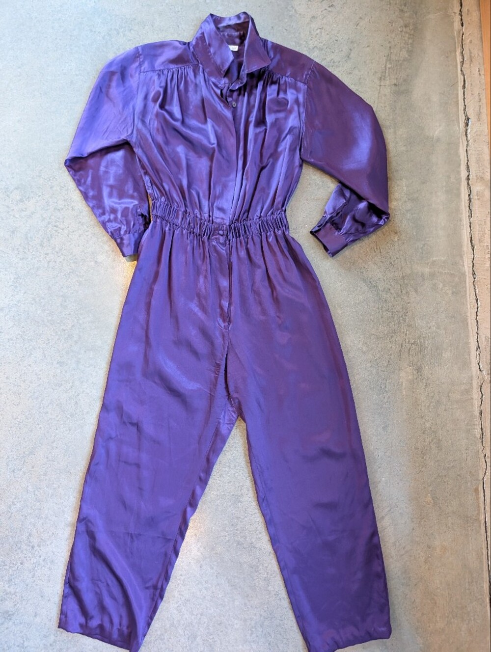 Vintage Jacalyn Bennet Manson %100 SILK Purple 💜 Jumpsuit